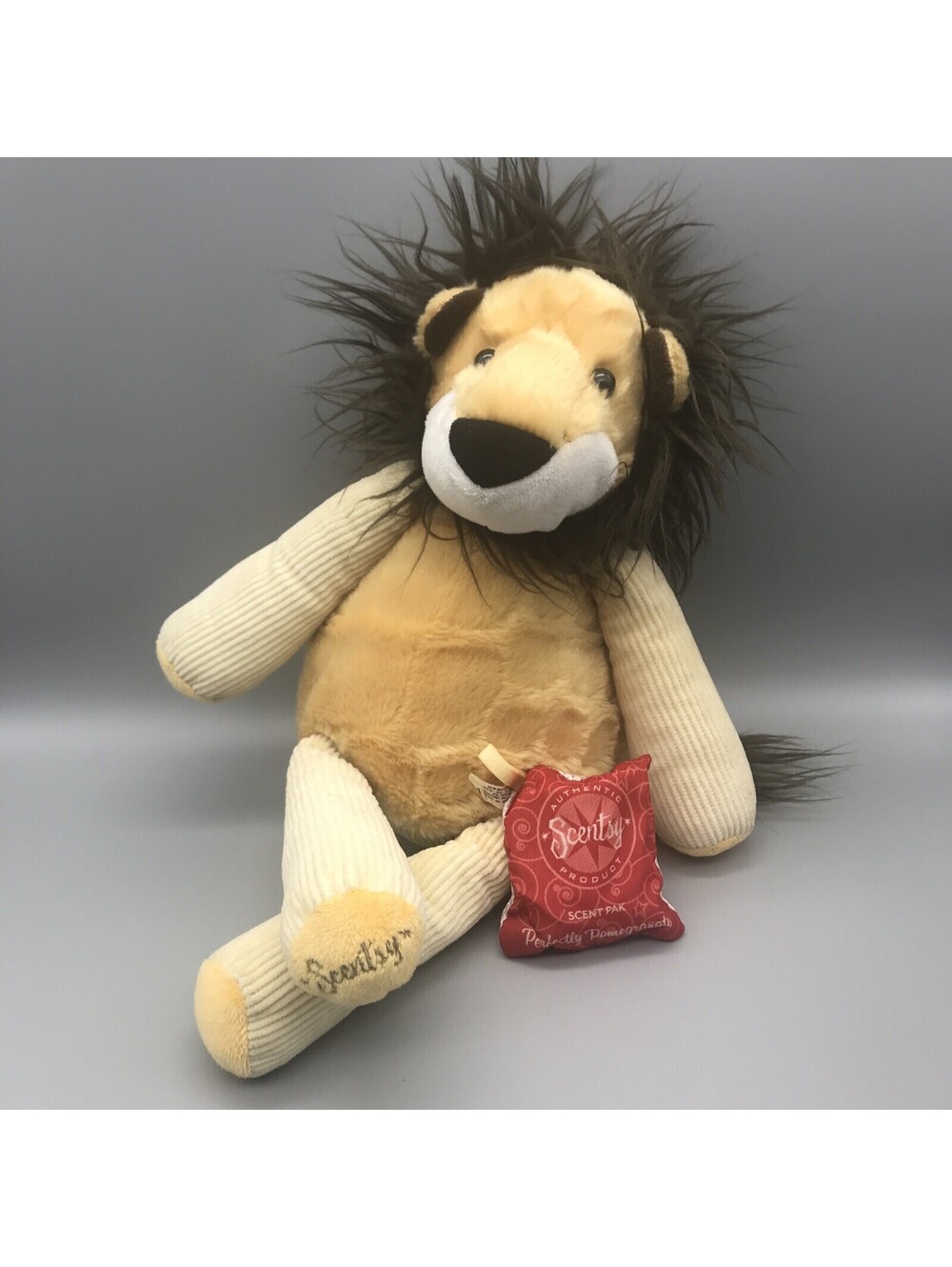 Scentsy Buddy Roarbert Lion Plush Retired 15” w Perfectly Pomegranate Scent Pack